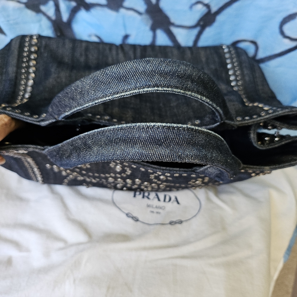 EUC Prada Canapa 2 way Studded Tote Bag - Picture 13 of 17